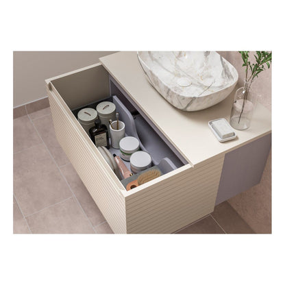 Meuble Lavabo et Vasque Suspendu 1 Tiroir 815 mm Châtaignier - Coton Mat