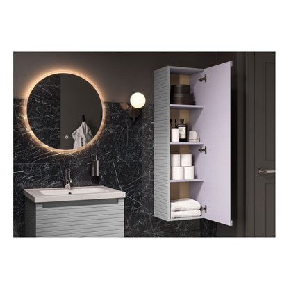 Mueble de lavabo y lavabo suspendido con 1 cajón, 615 mm, color castaño - Gris mineral mate