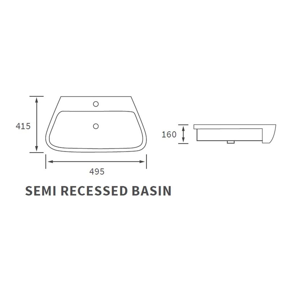 Finima 495x415mm 1TH Semi Recessed Basin
