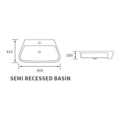 Lavabo semi-encastré Finima 495x415mm 1TH