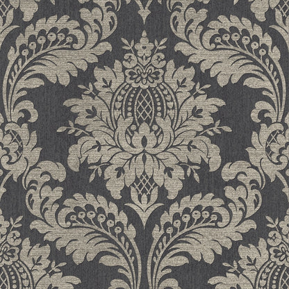 Graham & Brown Archive Damask Black & Gold Wallpaper (119971)