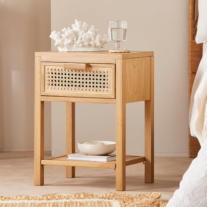Bali Rattan Bedside Table with 1 Drawer