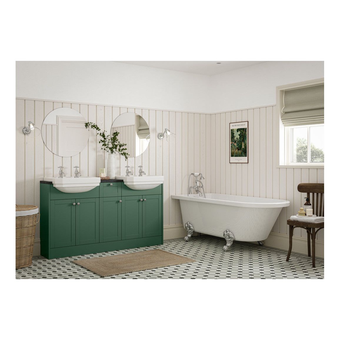 Mueble de lavabo Berry de 500 mm con 2 puertas - Verde salvia mate