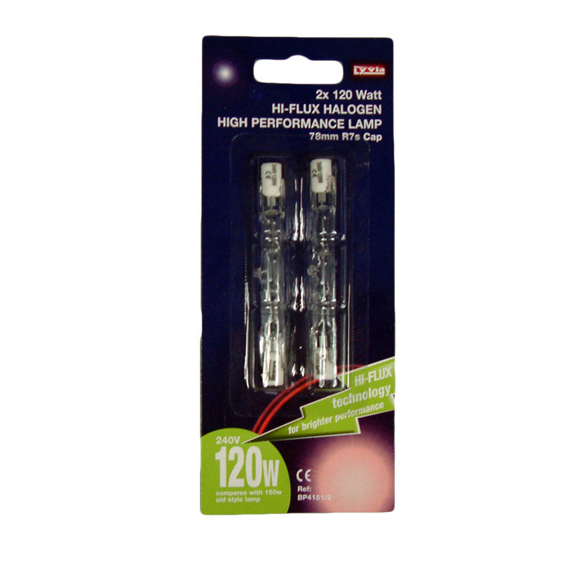 Dencon 120W 78mm Halogen Tube Bubblepack - 2 Pack