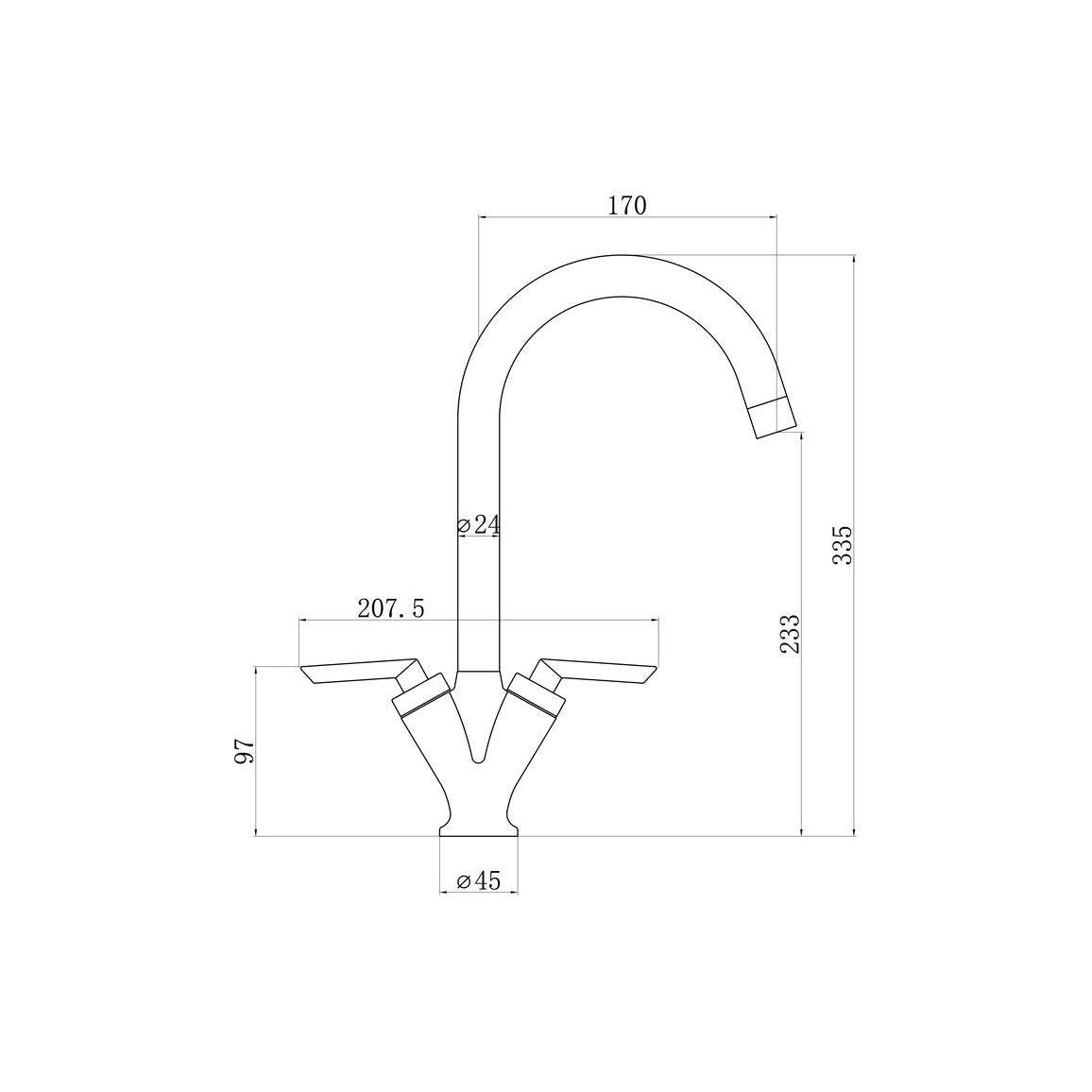 Robinet mitigeur double levier en forme de V Prima - Chrome