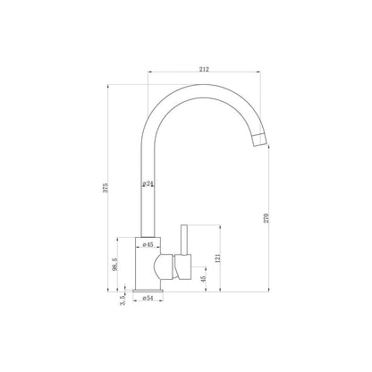 Prima Soho Single Lever Swan Neck Mixer Tap - Chrome