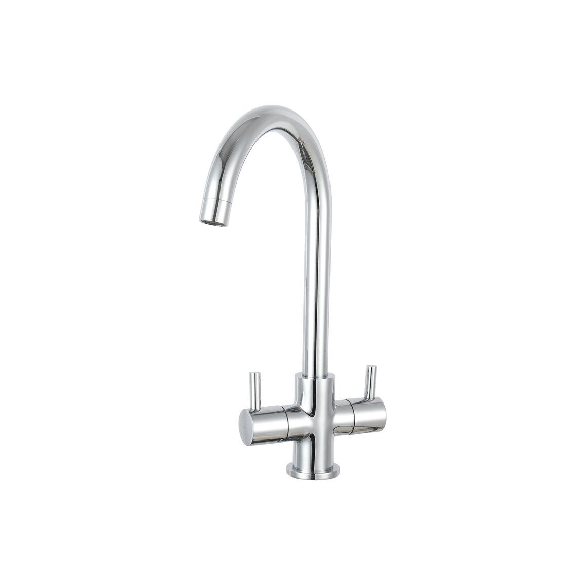 Robinet mitigeur double levier Prima Staten col de cygne - Chrome