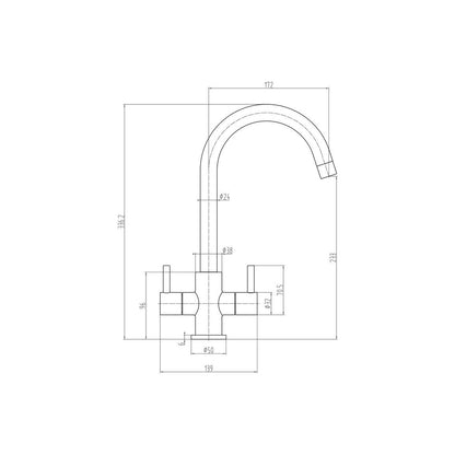 Prima Staten Swan Neck Dual Lever Mixer Tap - Chrome