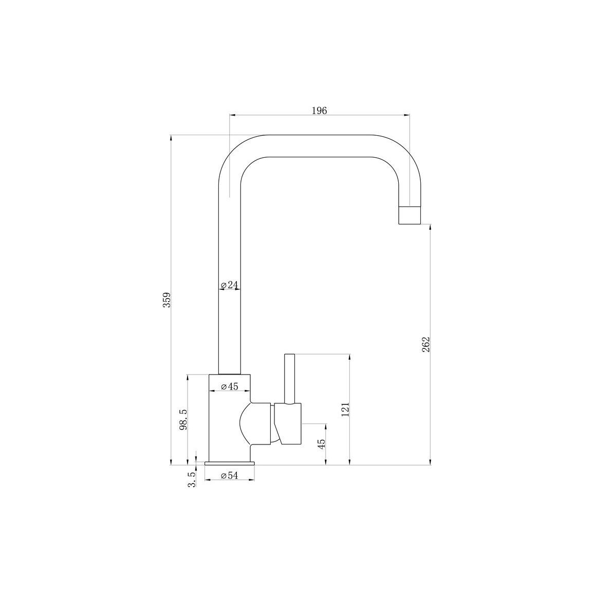 Prima Rhode U-Spout Mixer Tap - Chrome