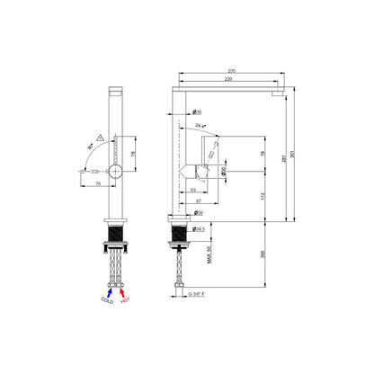 Prima+ Tiber Grifo monomando plano - Inox/Acero