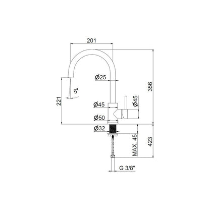 Prima+ Tiber Single Lever Round Mixer Tap - St/Steel