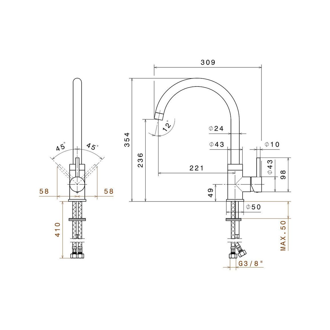 Prima+ Riace Single Lever Round Mixer Tap - Chrome