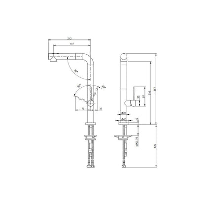 Prima+ Mosa Single Lever L-Shaped Tall Mixer Tap - Chrome