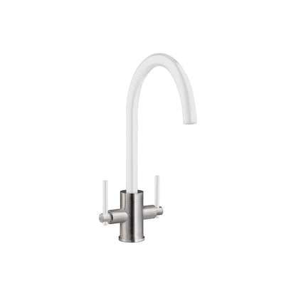 Prima+ Swan Neck Dual Lever Mixer Tap - White