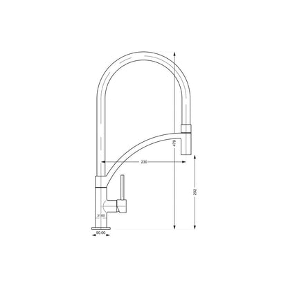 Prima+ Swan Neck Single Lever Mixer Tap w/Pull Out - Gun Metal