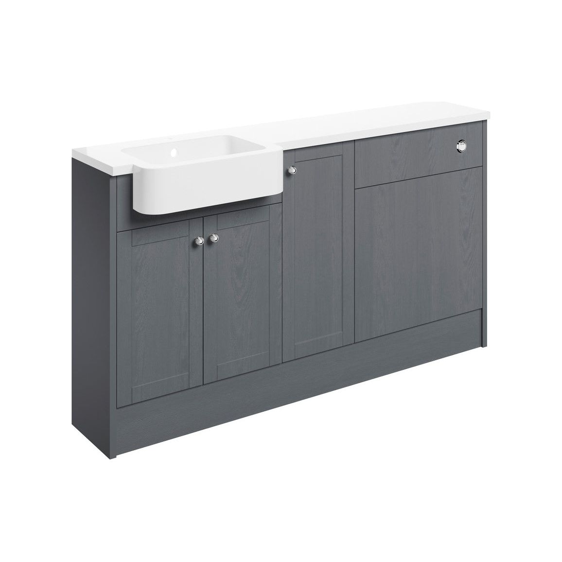 Paquete de unidad de lavabo, inodoro y 1 puerta (izquierdo) Berry de 1542 mm - Fresno gris