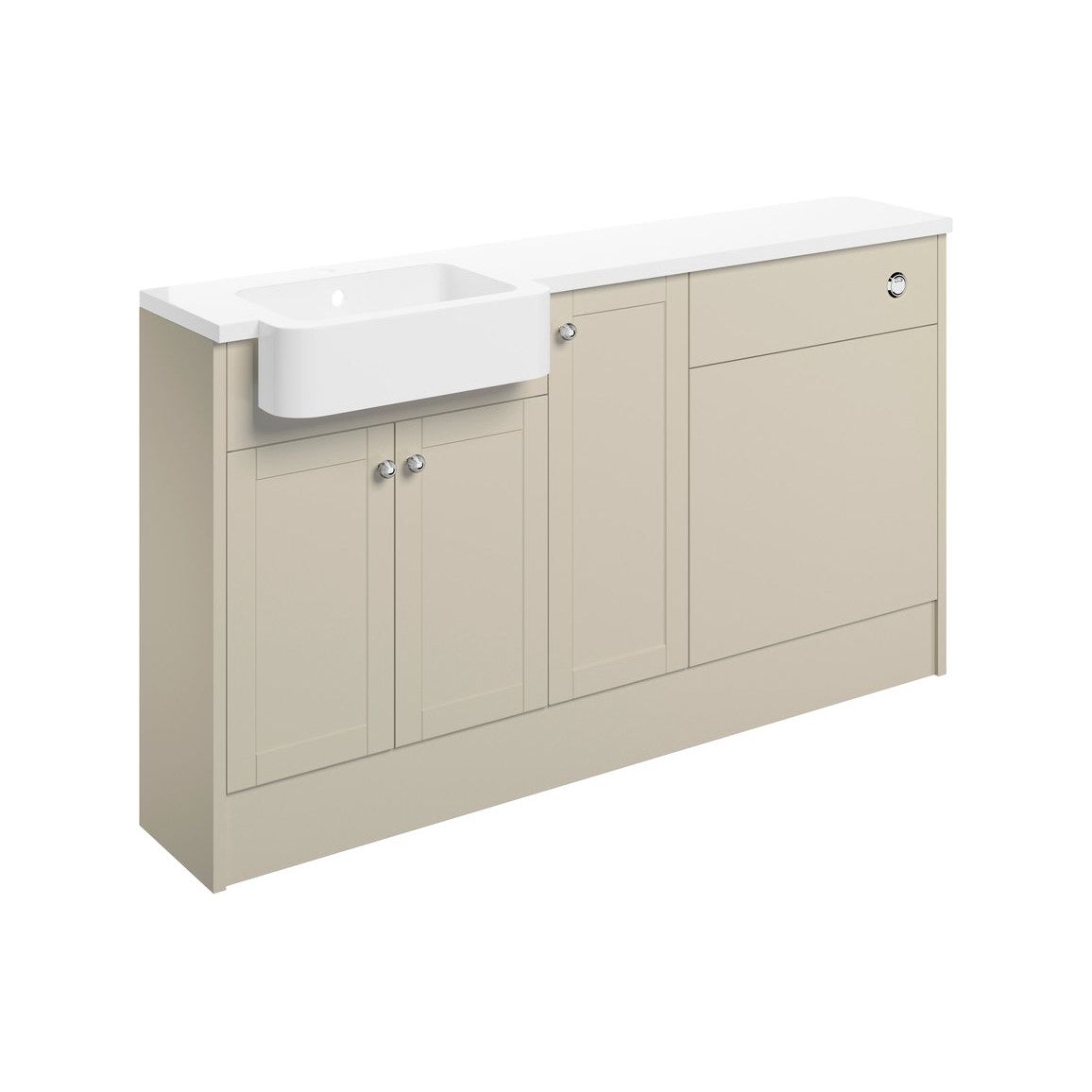 Berry 1542mm Basin, WC & 1 Door Unit Pack (LH) - Matt Latte