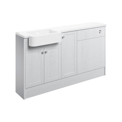 Paquete de unidad de lavabo, inodoro y 1 puerta de 1542 mm Berry (derecha) - Fresno blanco satinado