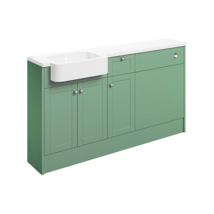 Berry Paquete de unidad de lavabo, inodoro y 1 cajón, 1 puerta (izq.), 1542 mm, verde salvia mate