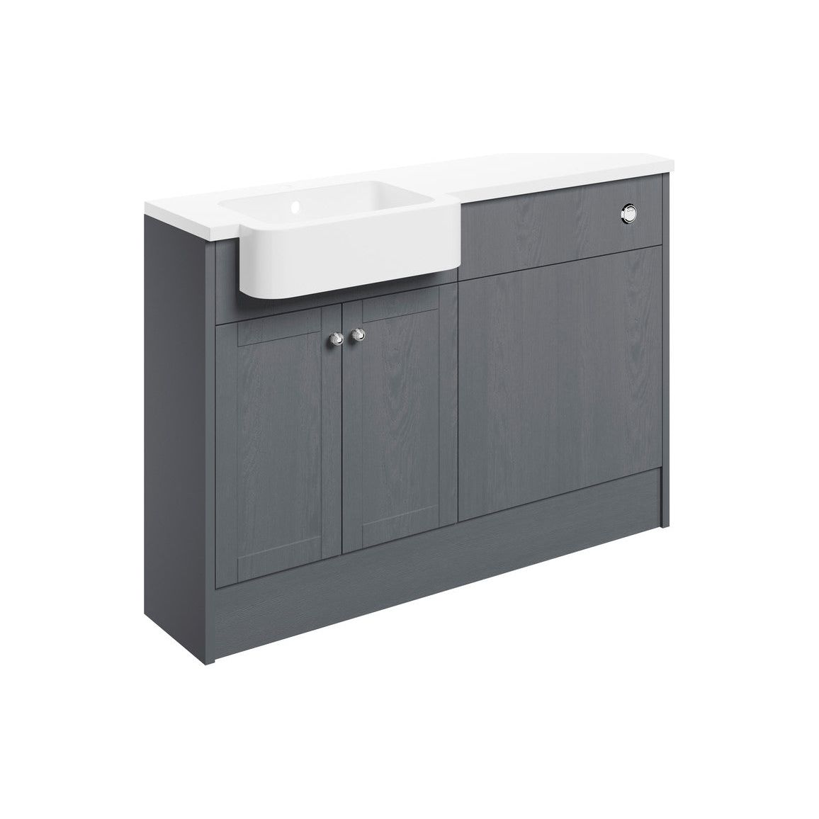 Paquete de unidad de lavabo e inodoro Berry de 1242 mm (derecha) - Fresno gris