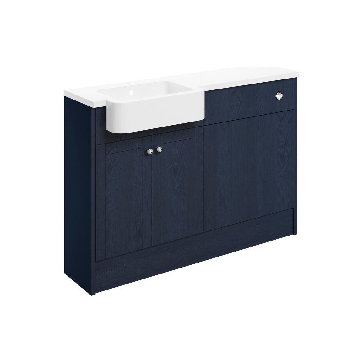 Paquete de unidad de lavabo e inodoro Berry de 1242 mm (derecha) - Ceniza índigo