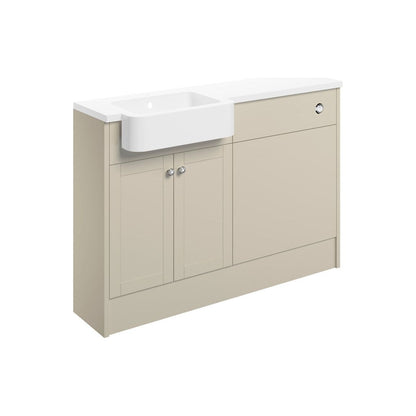 Paquete de unidad de lavabo e inodoro Berry de 1242 mm (izquierdo) - Matt Latte