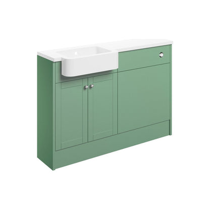 Paquete de unidad de lavabo e inodoro Berry de 1242 mm (derecha) - Verde salvia mate