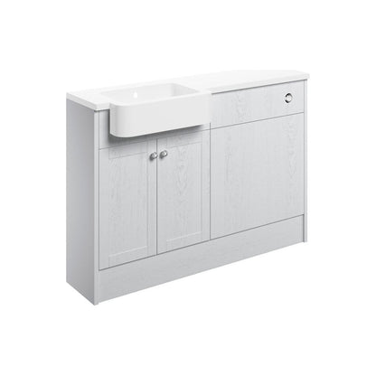 Paquete de unidad de lavabo e inodoro Berry de 1242 mm (derecha) - Fresno blanco satinado