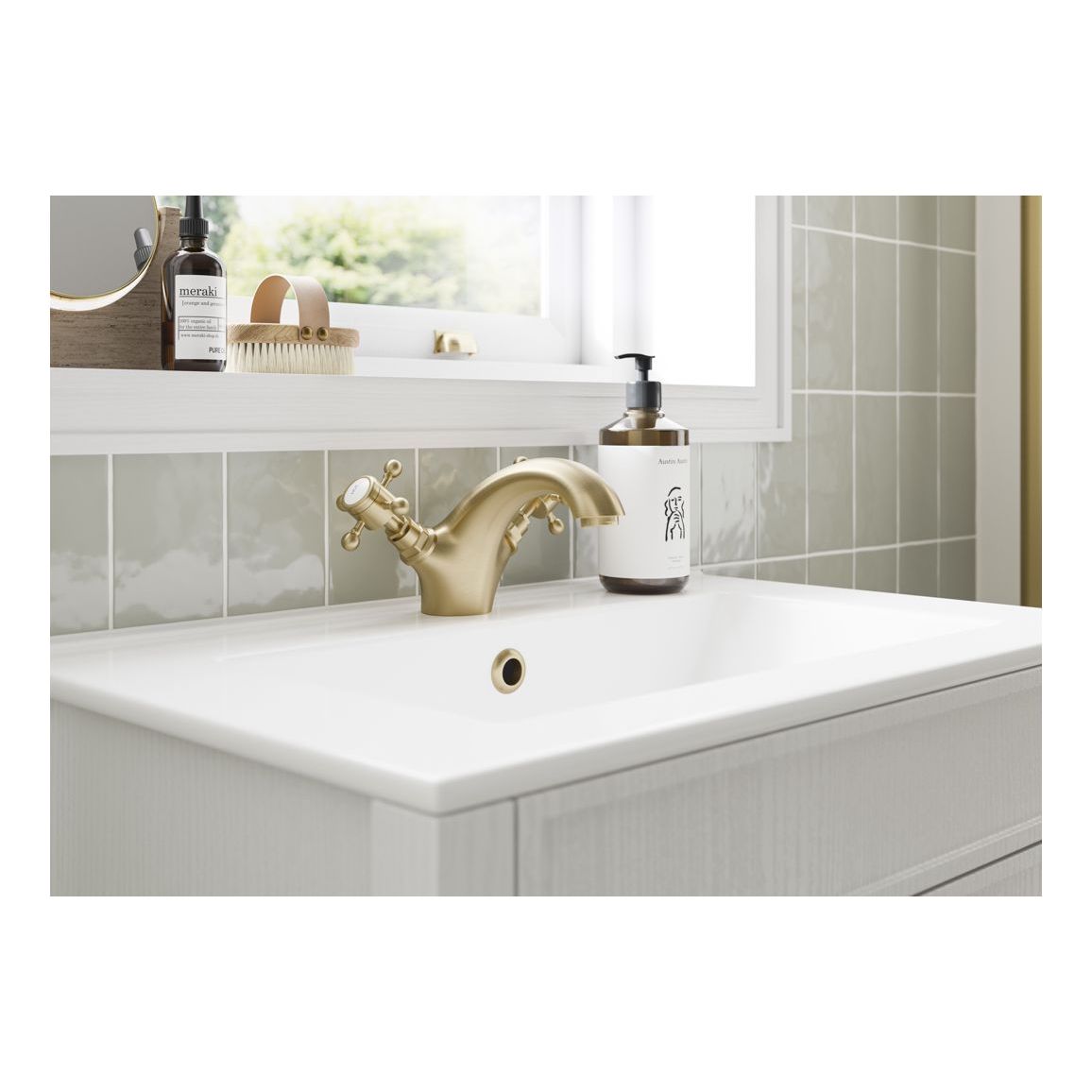 Namdi Floor Standing Bath/Shower Mixer & Shower Kit - Brushed Brass