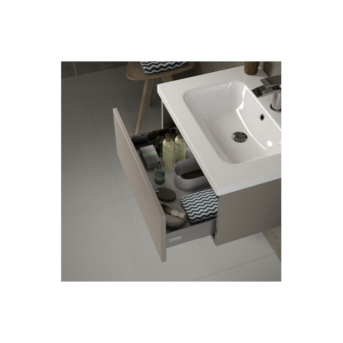 Conifer 800mm 2 Drawer Floor Standing Basin Unit (No Top) - Latte