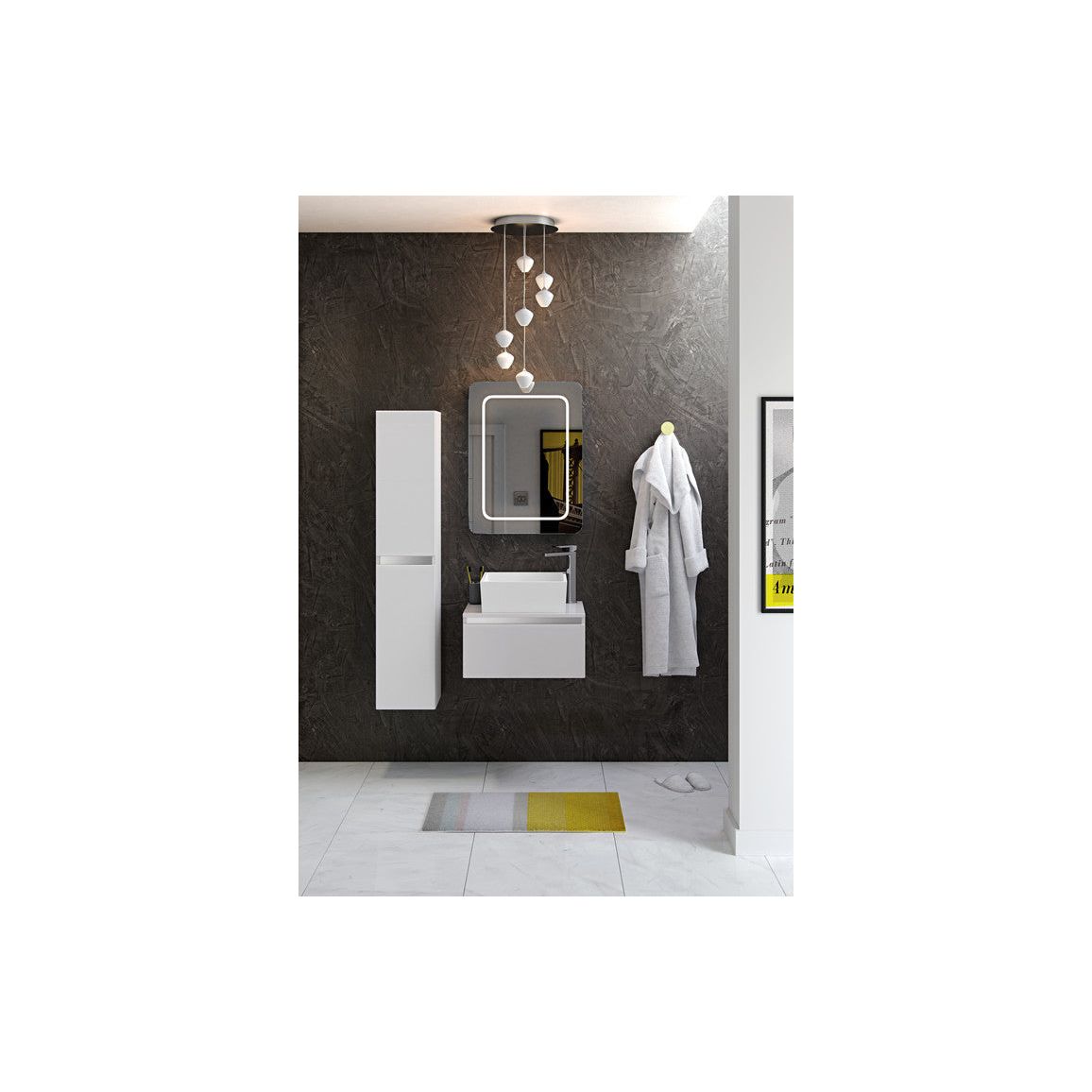 Mueble para lavabo de suelo Conifer, 800 mm, 2 cajones (sin parte superior), blanco brillante