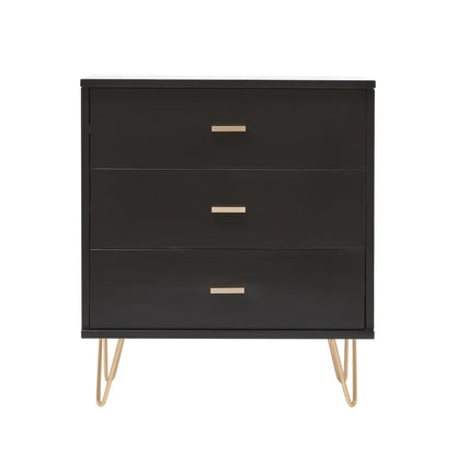 Monroe Solid Wood Black Chest of 3 Drawers