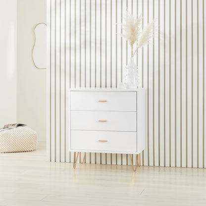 Monroe Solid Wood White Chest of 3 Drawers