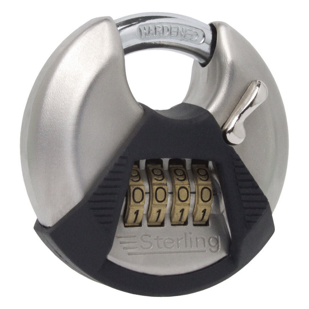 Sterling High Security 4-Dial Combination Lock, Closed Shackle Disc Padlock