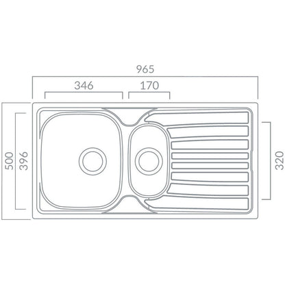 Prima 1.5B 965x500mm Inset Sink - St/Steel