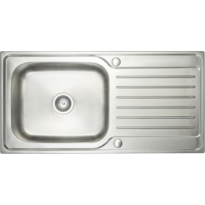 Prima Deep 1B & Drainer Inset Sink - Polished Steel