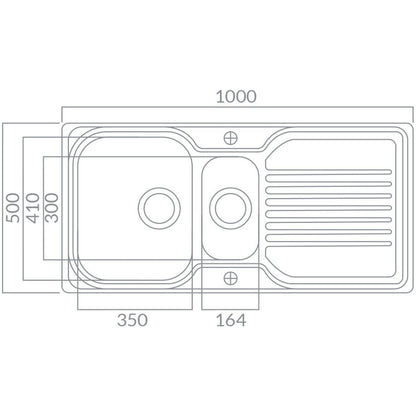 Prima Deep 1.5B & Drainer Inset Sink - Polished Steel