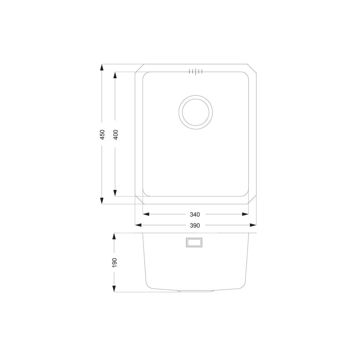 Fregadero bajo encimera Prima+ Compact 1.0B R25 - Inox/Acero