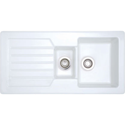 Prima 1.5B 1D Reversible Inset Ceramic Sink - White