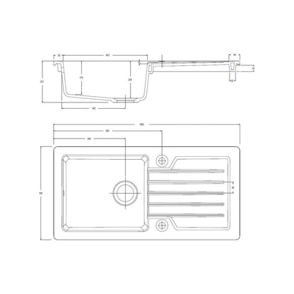 Fregadero cerámico empotrado reversible Prima 1B 1D - Blanco