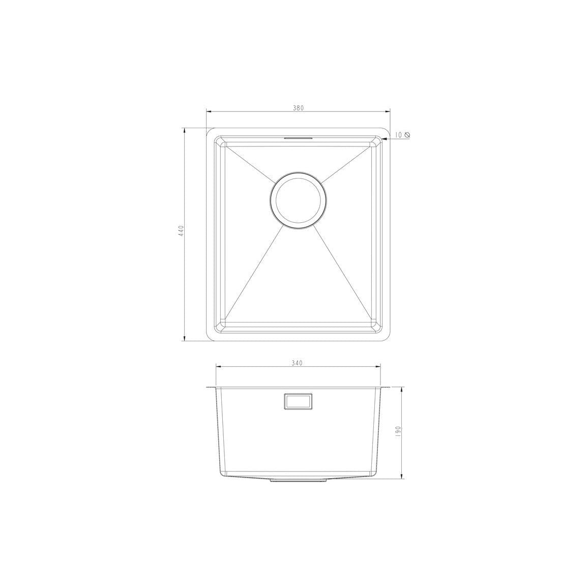 Évier à encastrer/sous plan Prima+ Compact 1.0B R10 - Acier