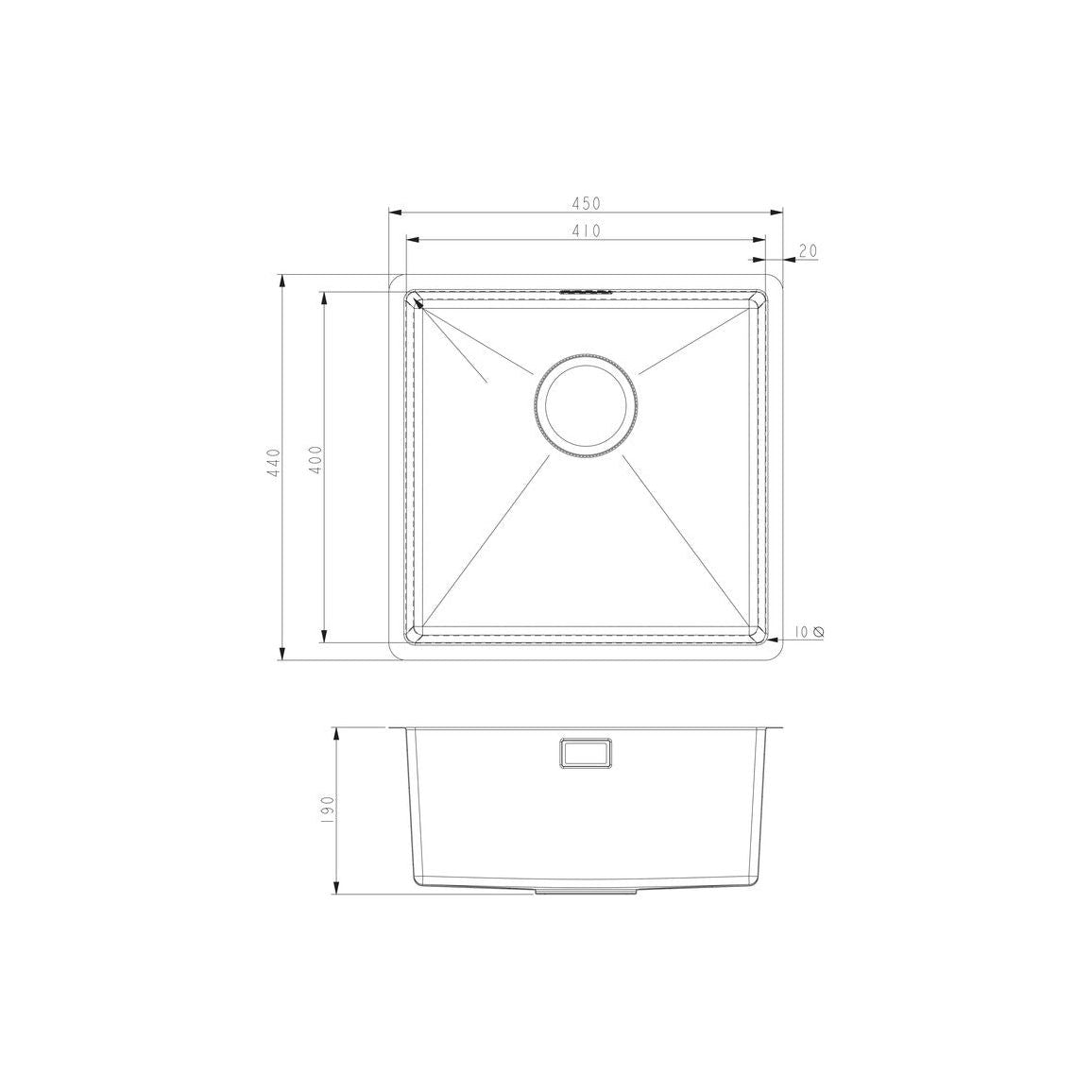 Prima+ 1.0B R10 Fregadero empotrado/bajo encimera - Inox/Acero