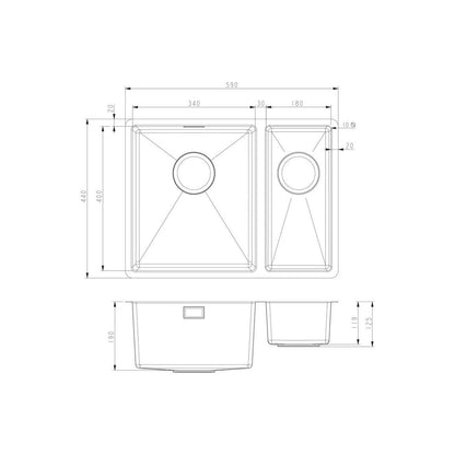 Prima+ 1.5B R10 LH Évier encastrable/sous plan - Acier