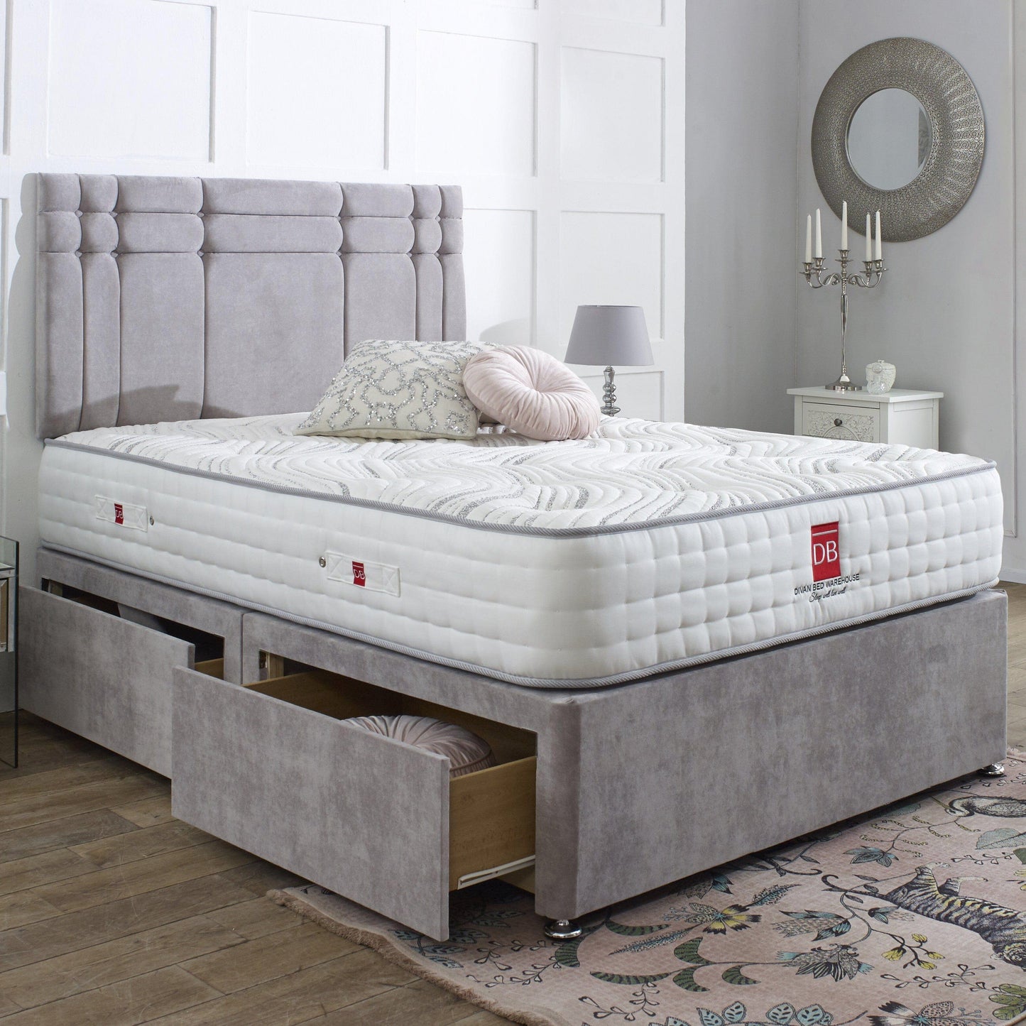 Canterbury Divan Bed Set with Button Headboard