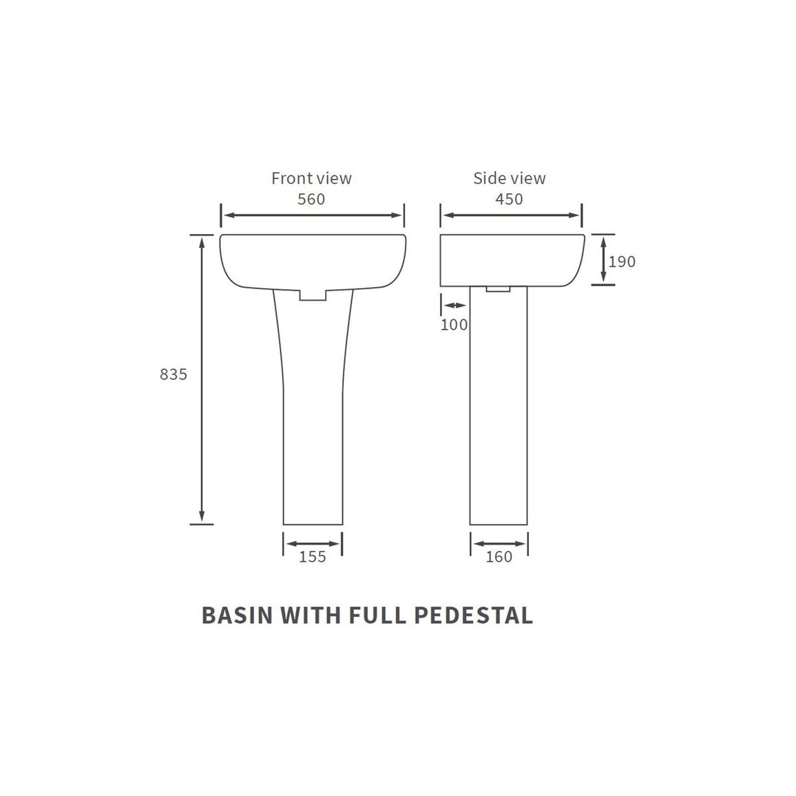 Awka 560x450mm 1TH Basin & Full Pedestal (Boxed)