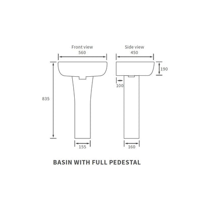 Awka 560x450mm 1TH Lavabo y pedestal completo (en caja)