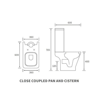 Awka Short Projection Close Coupled Open Back WC & Slim Soft Close Seat