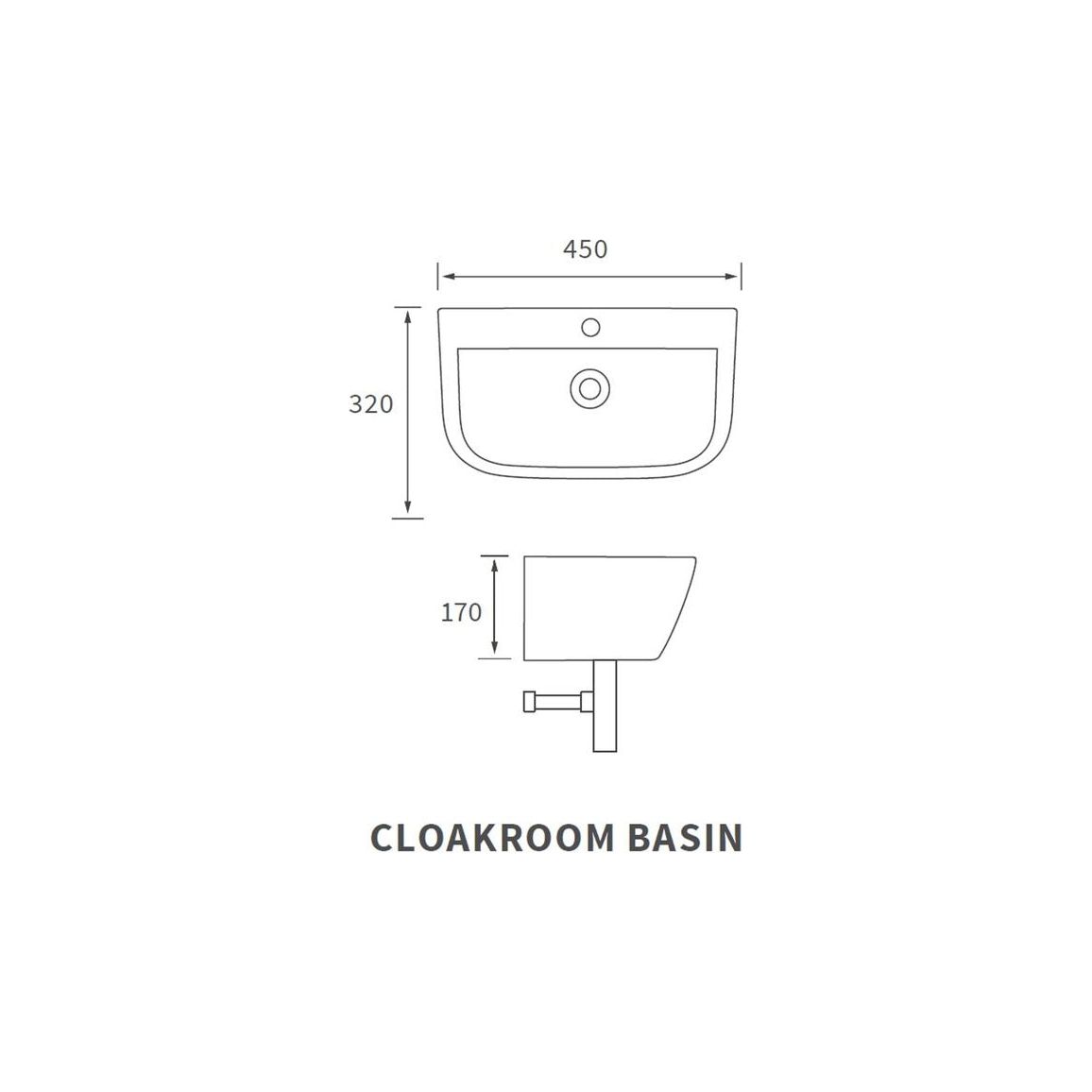 Awka 450x320mm 1TH Cloakroom Basin & Chrome Bottle Trap