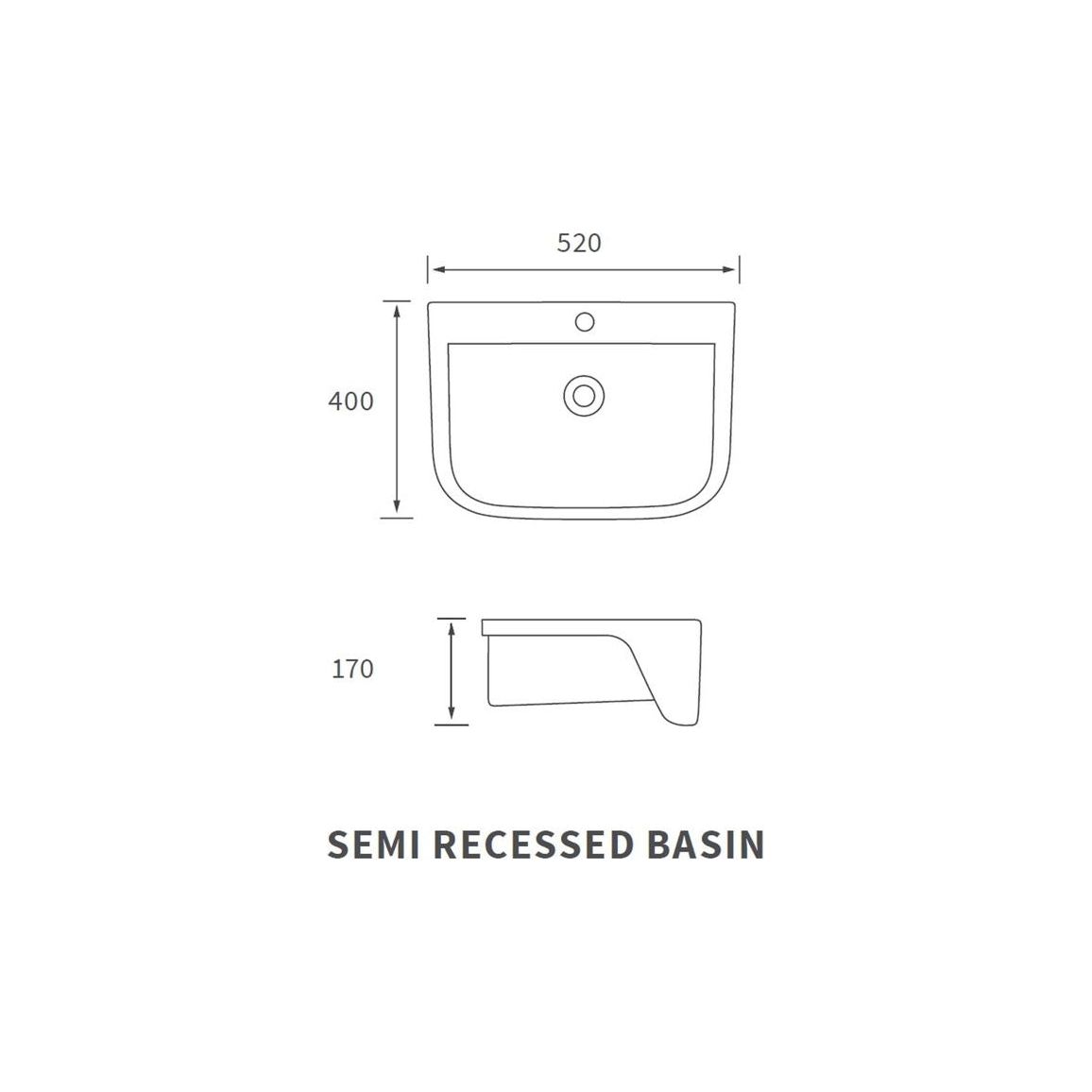 Lavabo semi-encastré Awka 520x400mm 1TH