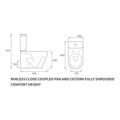 Alor Rimless Close Coupled Fully Shrouded Comfort Height WC & Soft Close Seat